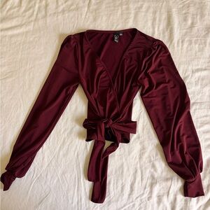 Windsor Deep Red Wrap Blouse